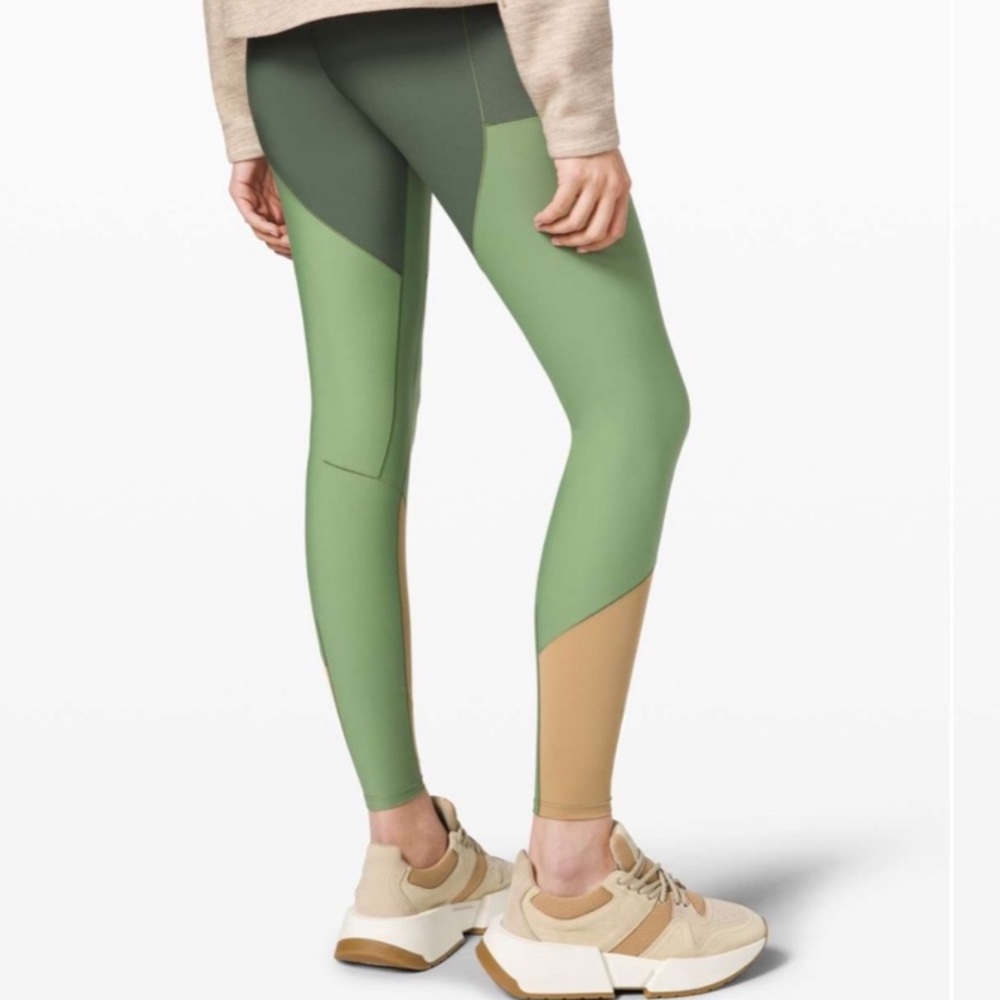 Colorblock Green High-Waist Active Leggings